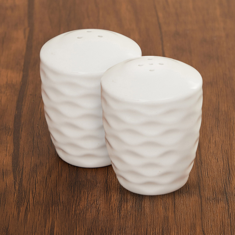 Brook Solid Salt and Pepper  - Ceramic -  Salt and Pepper Shaker - 5.5 cm  L x 7.8 cm  H - White