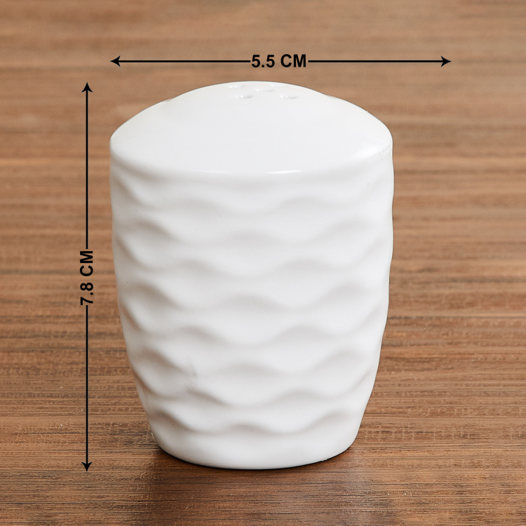 Brook Solid Salt and Pepper  - Ceramic -  Salt and Pepper Shaker - 5.5 cm  L x 7.8 cm  H - White