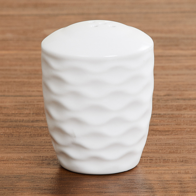 Brook Solid Salt and Pepper  - Ceramic -  Salt and Pepper Shaker - 5.5 cm  L x 7.8 cm  H - White