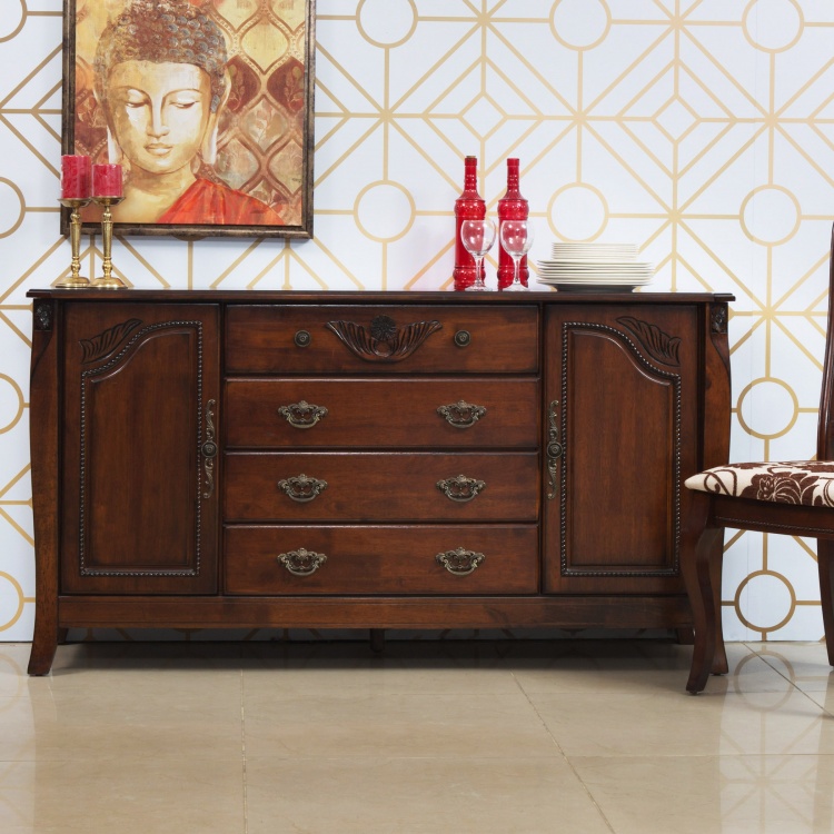 Mulex Rubber Wood Sideboard - Brown