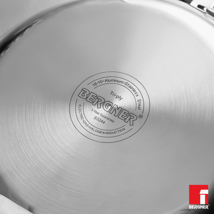 BERGNER Argent Triply Fry Pan - 24 cm