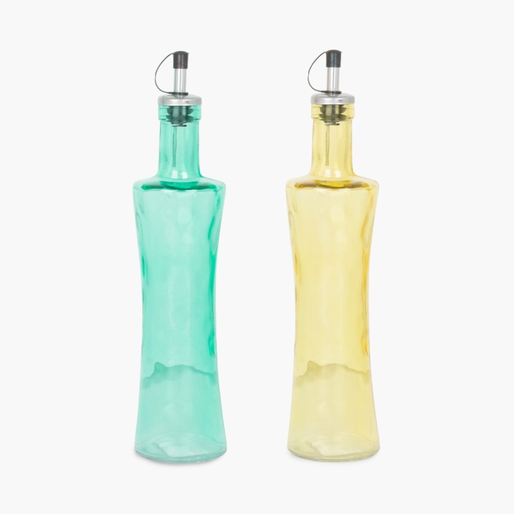 Pamolive Solid Bottles - Glass -400ml -Oil Bottles 6.3 cm L x 6.3 cm W x 28.5 cm H -Multicolour