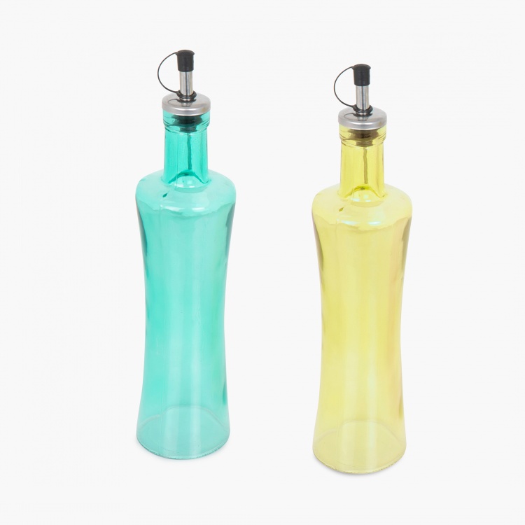Pamolive Solid Bottles - Glass -400ml -Oil Bottles 6.3 cm L x 6.3 cm W x 28.5 cm H -Multicolour