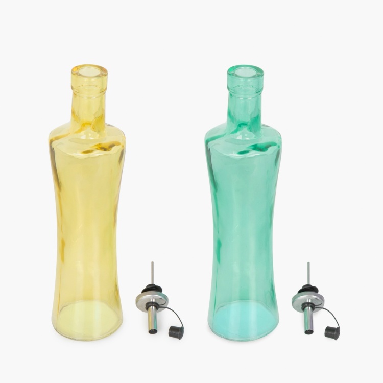 Pamolive Solid Bottles - Glass -400ml -Oil Bottles 6.3 cm L x 6.3 cm W x 28.5 cm H -Multicolour