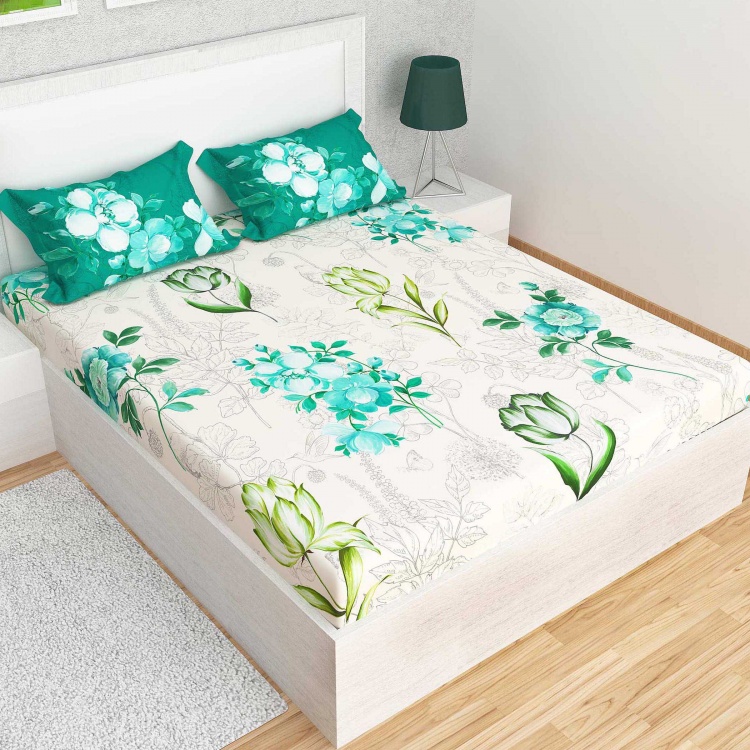 MATRIX Printed Cotton 3-Pc. King Size Bedsheet Set - 240 x 274 cm
