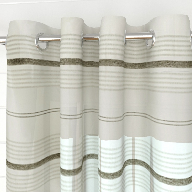 Marshmallow Mistletoe Striped Door Curtain Pair - 110 x 225 cm