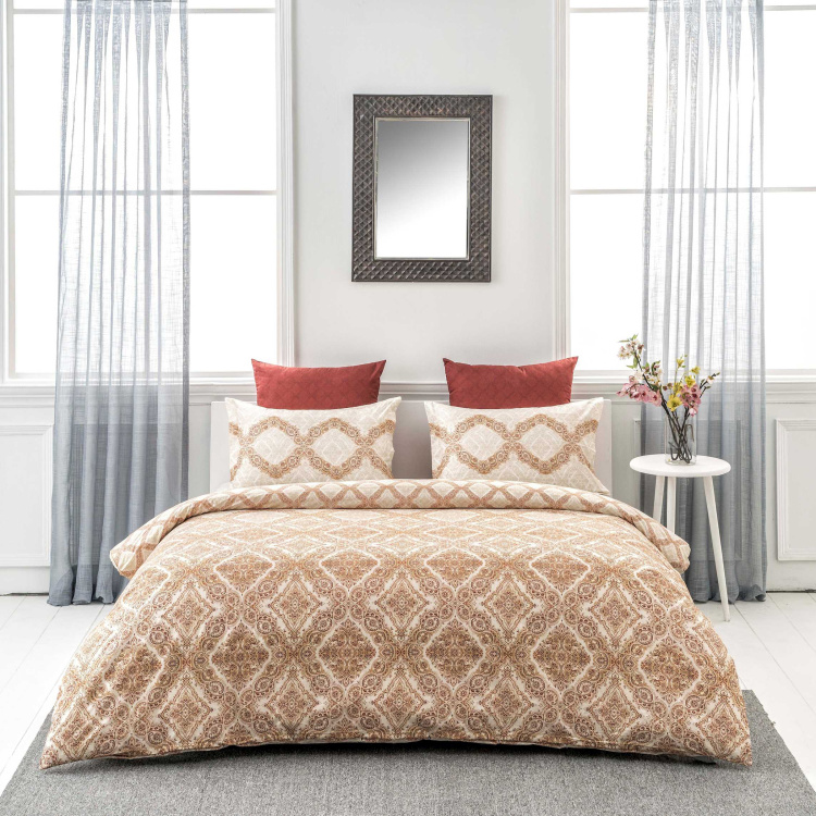 D'DECOR Classic Ethnic Print 4-Piece Bedsheet Set - 274 x 274 cm