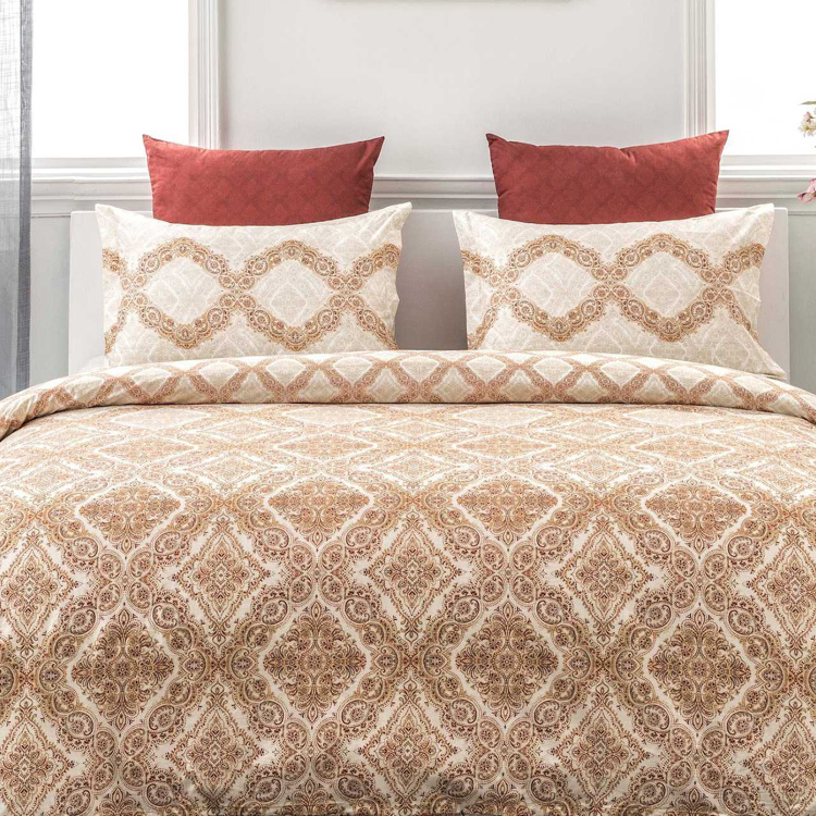 D'DECOR Classic Ethnic Print 4-Piece Bedsheet Set - 274 x 274 cm