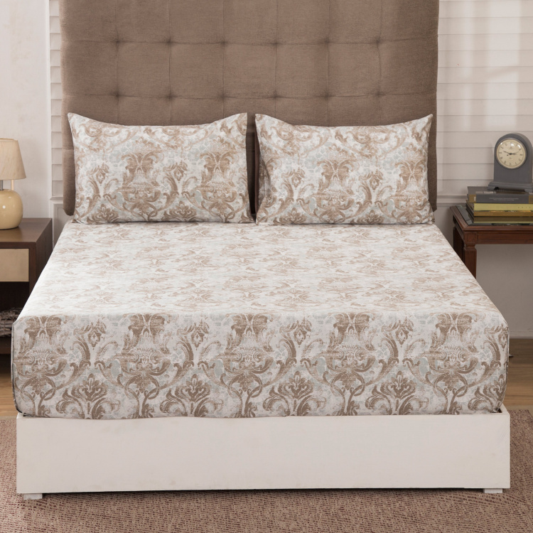 MASPAR Medivial Revival Foliate Printed 3-Pc. King Size Bedsheet Set - 275 x 275 cm