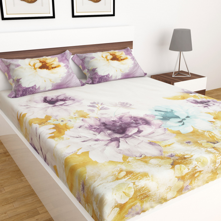 Matrix Lotus Set of 3 King Size Printed Bedsheet Set
