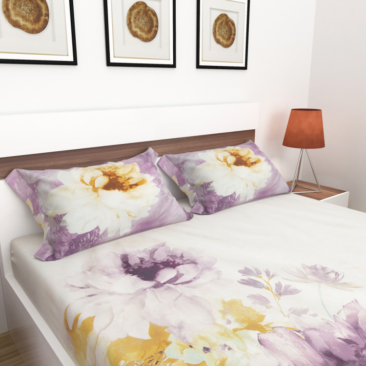 Matrix Lotus Set of 3 King Size Printed Bedsheet Set