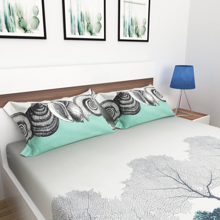 Emerald Printed Cotton Double Bedsheet-Set Of 3 Pcs.