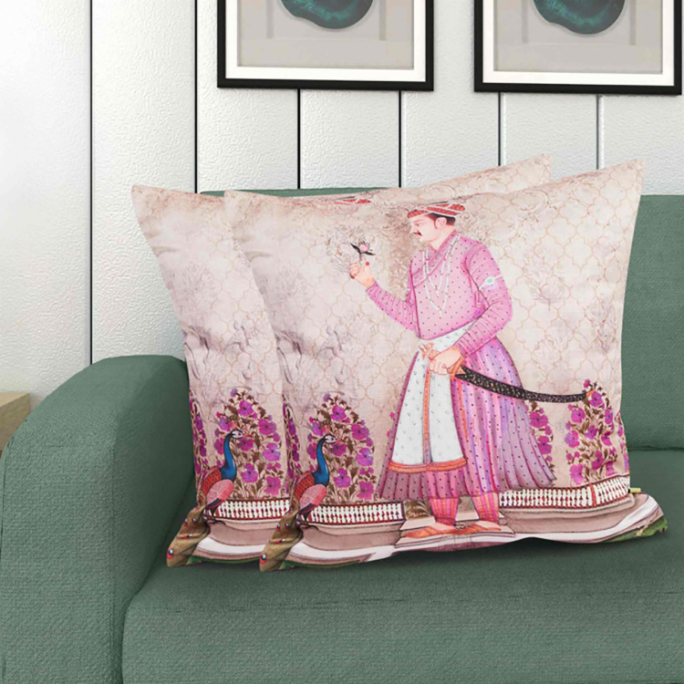 Aurora Printed Square Cushion Covers - Set of 2 Pcs - 40 x 40 cm
