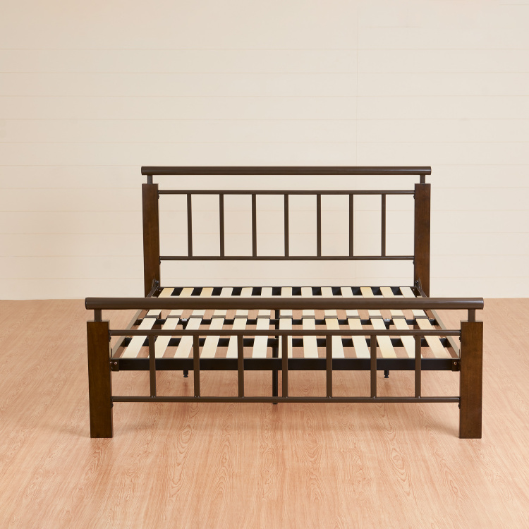 Alex Queen Size Metal Bed -168 x 204 cm - Brown