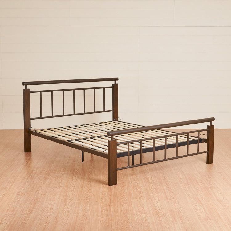 Alex Queen Size Metal Bed -168 x 204 cm - Brown