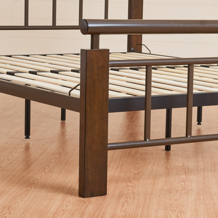 Alex Queen Size Metal Bed -168 x 204 cm - Brown