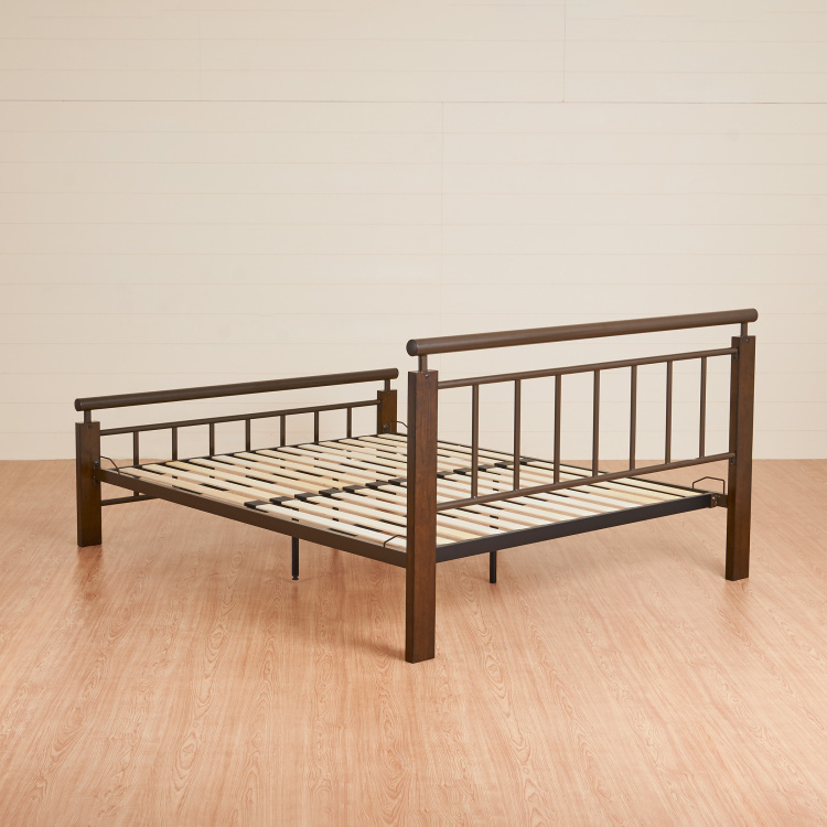 Alex Queen Size Metal Bed -168 x 204 cm - Brown