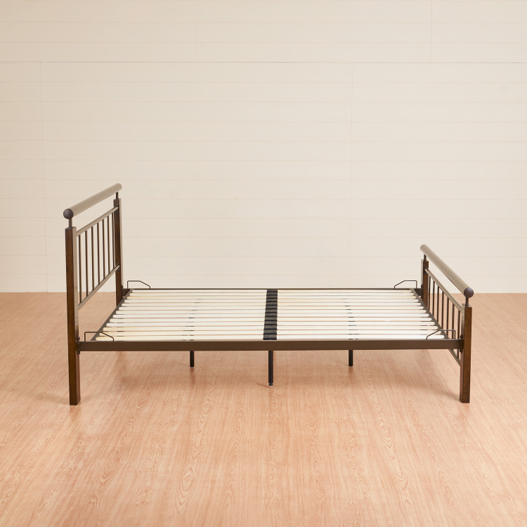 Alex Queen Size Metal Bed -168 x 204 cm - Brown
