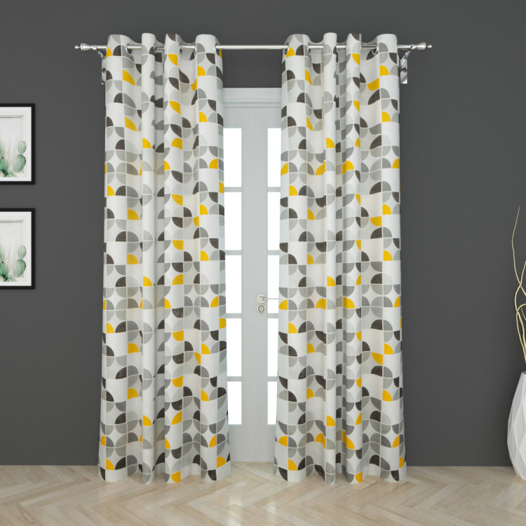 Harold Printed Semi-Blackout Door Curtain-Set Of 2 Pcs.