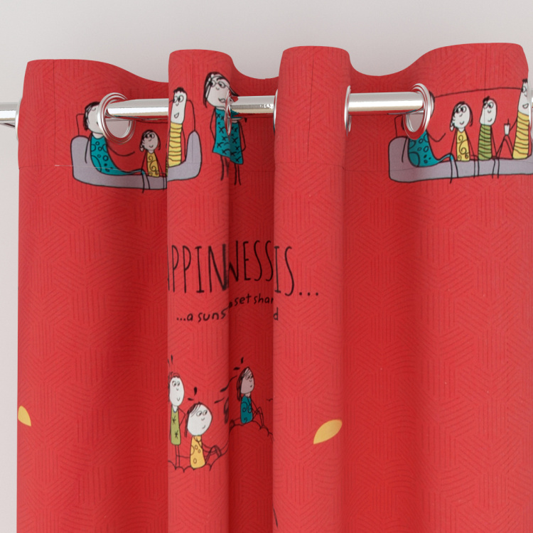 Happiness Printed Door Curtain Pair - 135 x 225 cm