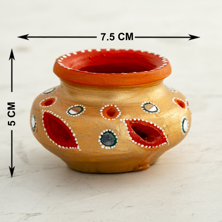 Utsav Vara Embellished Matka Diya - Set of 2