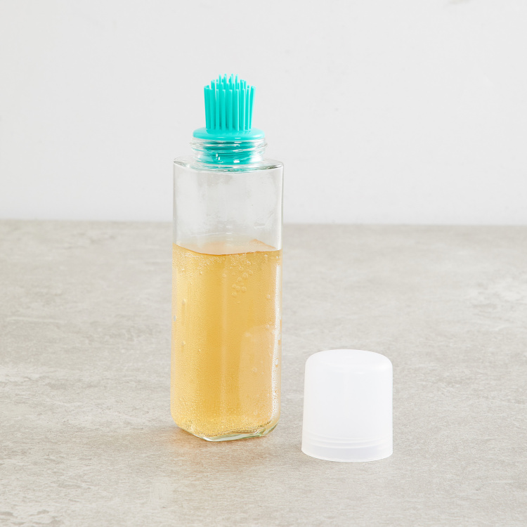 Pamolive - Drizzle Printed Bottles - Glass -270 ml -Brush Oil Bottle 5 cm  L x 20 cm  H -Blue