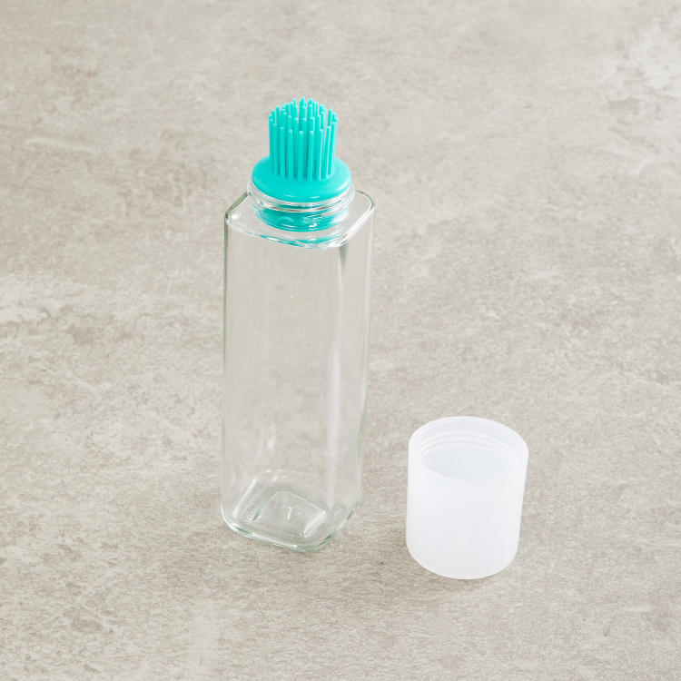 Pamolive - Drizzle Printed Bottles - Glass -270 ml -Brush Oil Bottle 5 cm  L x 20 cm  H -Blue