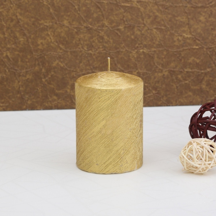 Mayur Gold Brushed Pillar Candle