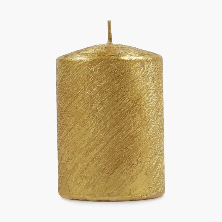 Mayur Gold Brushed Pillar Candle