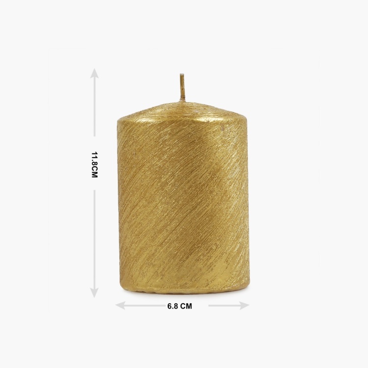 Mayur Gold Brushed Pillar Candle
