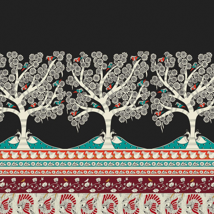 Ananda-Tales Printed 3-Piece  Double Bedsheet Set - 228 x 274 cm