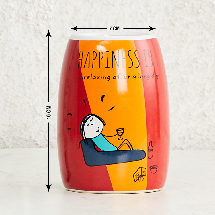 Happiness Printed Stoneware 3-Piece Bath Accessory Set