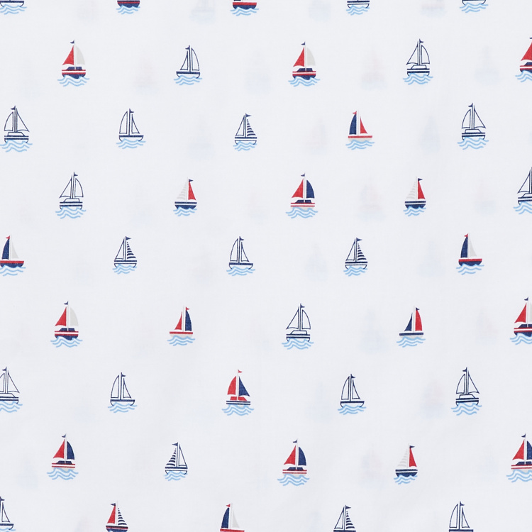 Slate Boat Print 3-Pc. Flat Double Bedsheet Set - 228 x 254 cm