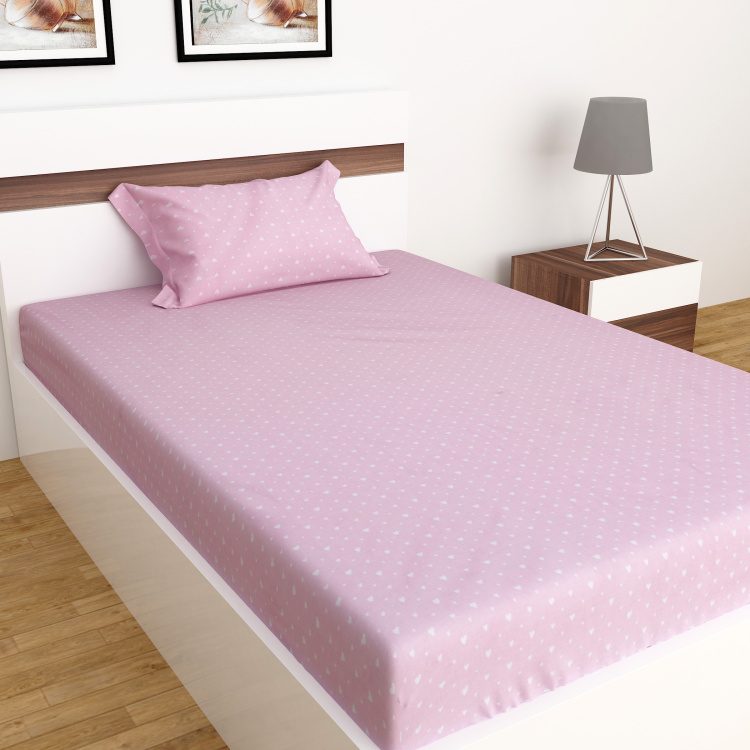 Slate Hearts Print 2-Piece. Flat Single Bedsheet Set - 152 x 228 cm