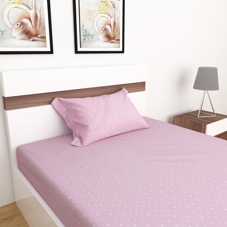 Slate Hearts Print 2-Piece. Flat Single Bedsheet Set - 152 x 228 cm