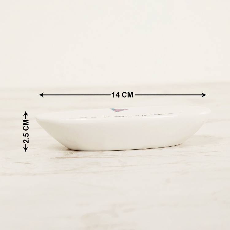 Indian Collection Printed Ceramic Oval Soap Dish : 14 cmL x 2.5 cmH Multicolour