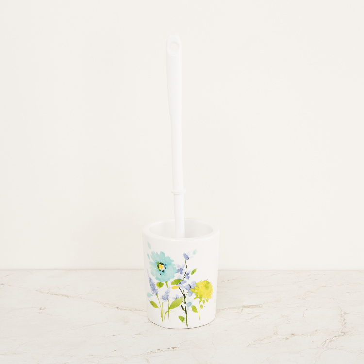 Mandarin Floral Print Ceramic Toilet Brush Holder