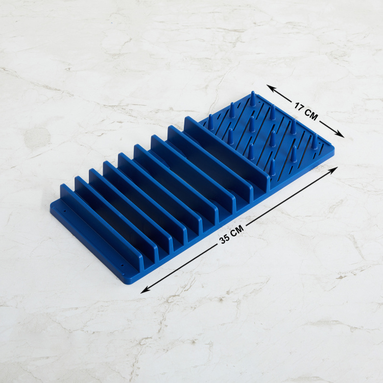 Raisa Retro Blue Floral Dish Drying Mat And Dish Rack Set