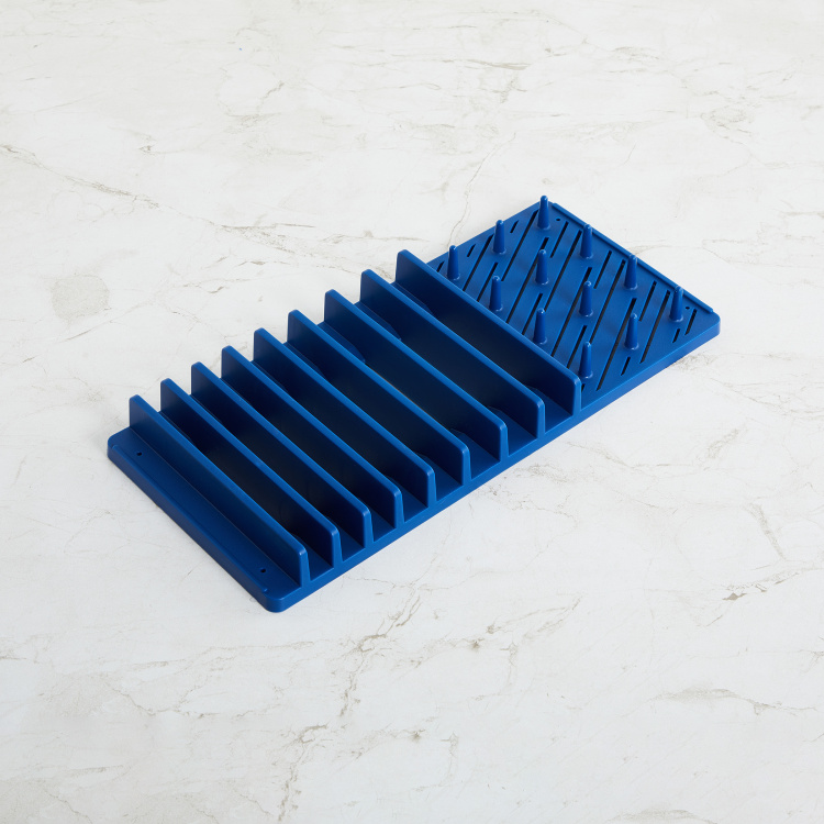 Raisa Retro Blue Floral Dish Drying Mat And Dish Rack Set