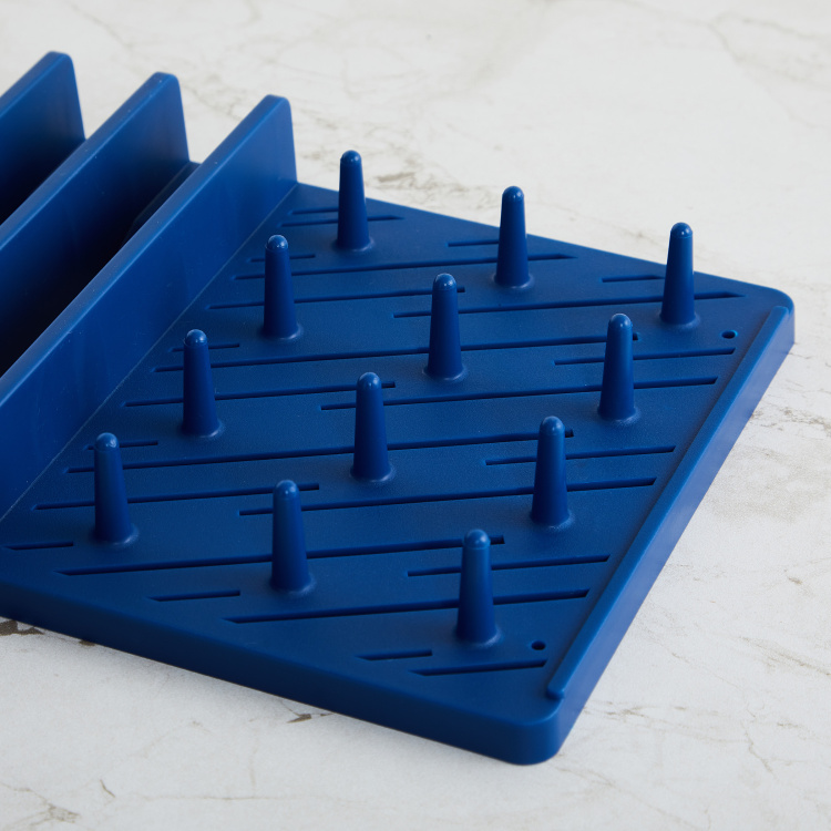 Raisa Retro Blue Floral Dish Drying Mat And Dish Rack Set