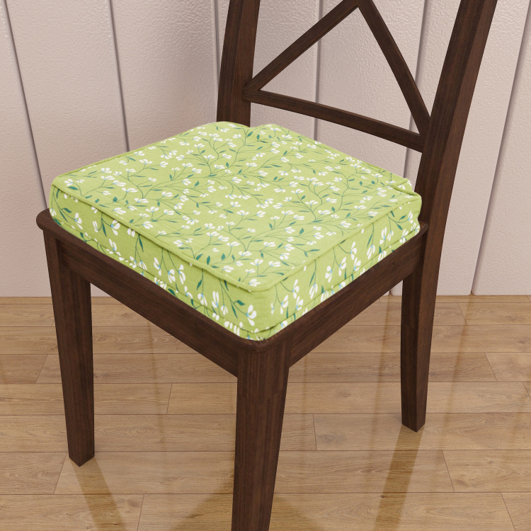 Poise Retro Printed Chair Pad - 41 cm X 41 cm - Cotton - 41 cmL X 41 cmW