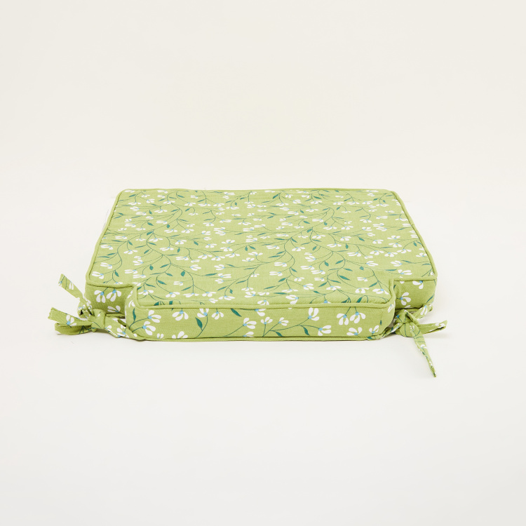 Poise Retro Printed Chair Pad - 41 cm X 41 cm - Cotton - 41 cmL X 41 cmW