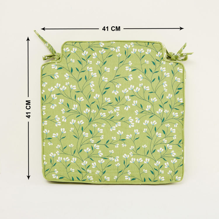 Poise Retro Printed Chair Pad - 41 cm X 41 cm - Cotton - 41 cmL X 41 cmW