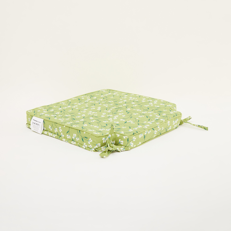 Poise Retro Printed Chair Pad - 41 cm X 41 cm - Cotton - 41 cmL X 41 cmW