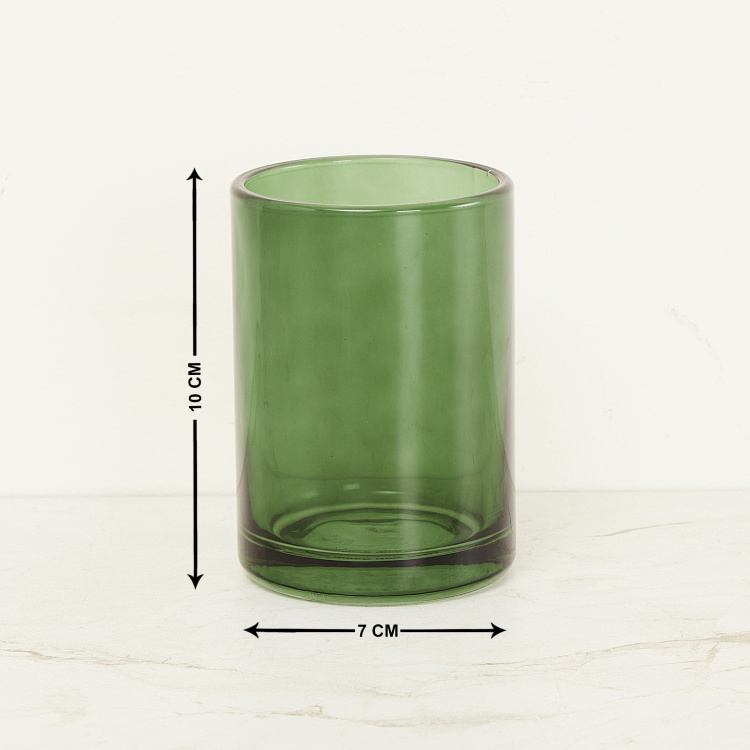 Wilderness Solid Glass Cylindrical Tumbler : 7 cmL x 7 cmW x 10 cmH Green