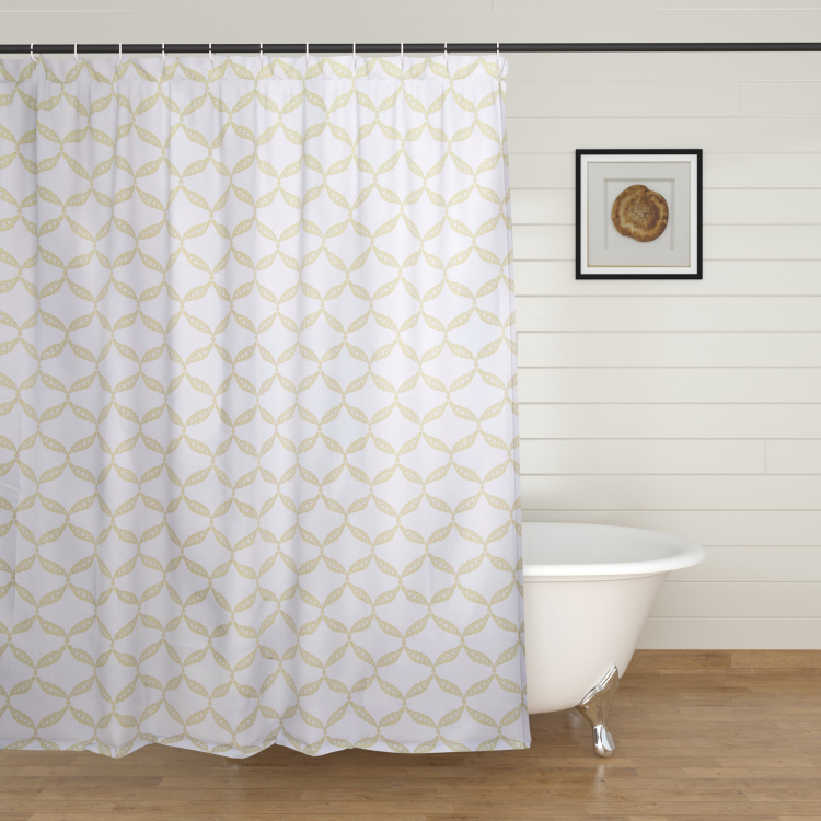 Vintage Renditions Beige Printed Shower Curtain Polyester - 240 cm x 180 cm