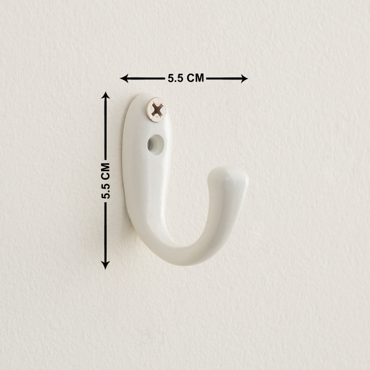 Orion Medallion Solid Set of 2Pcs Wall Hook - 5 cm x 5 cm x 1.8 cm - Metal - White