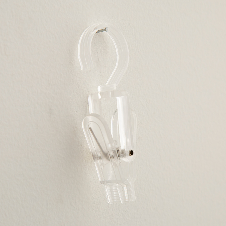 Orion Trinity Solid Set of 6Pcs Pegs with Hook - 10.5 cm x 3.5 cm x 3 cm - Polypropylene - Transparent