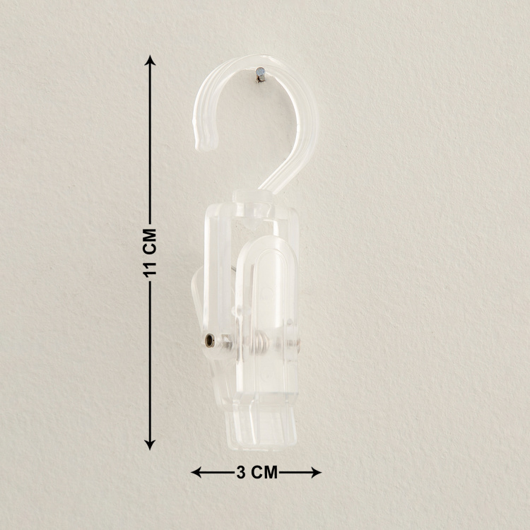 Orion Trinity Solid Set of 6Pcs Pegs with Hook - 10.5 cm x 3.5 cm x 3 cm - Polypropylene - Transparent