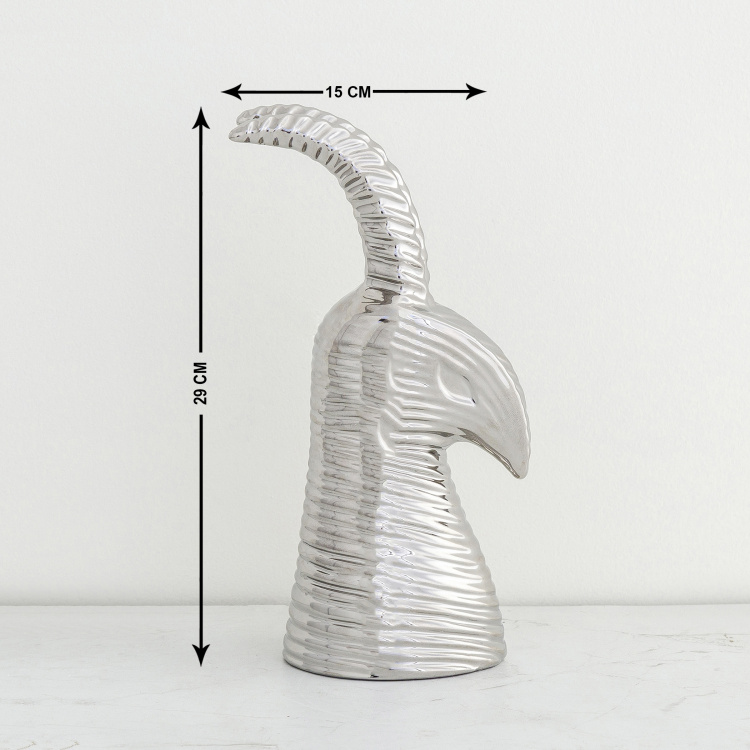 Country Living Textured- Single Pc. Deer Head Figurine - Ceramic - Silver